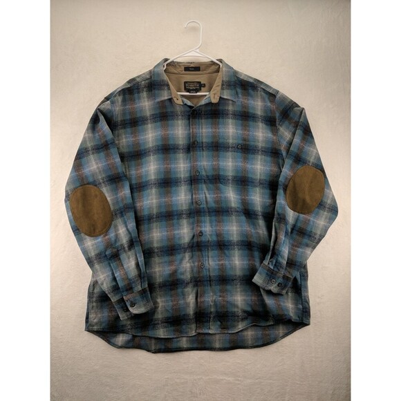 Pendleton "Trail" Button Up Long Sleeve 100% Virgin Wool Shirt XXL Blue Flannel - Picture 1 of 16
